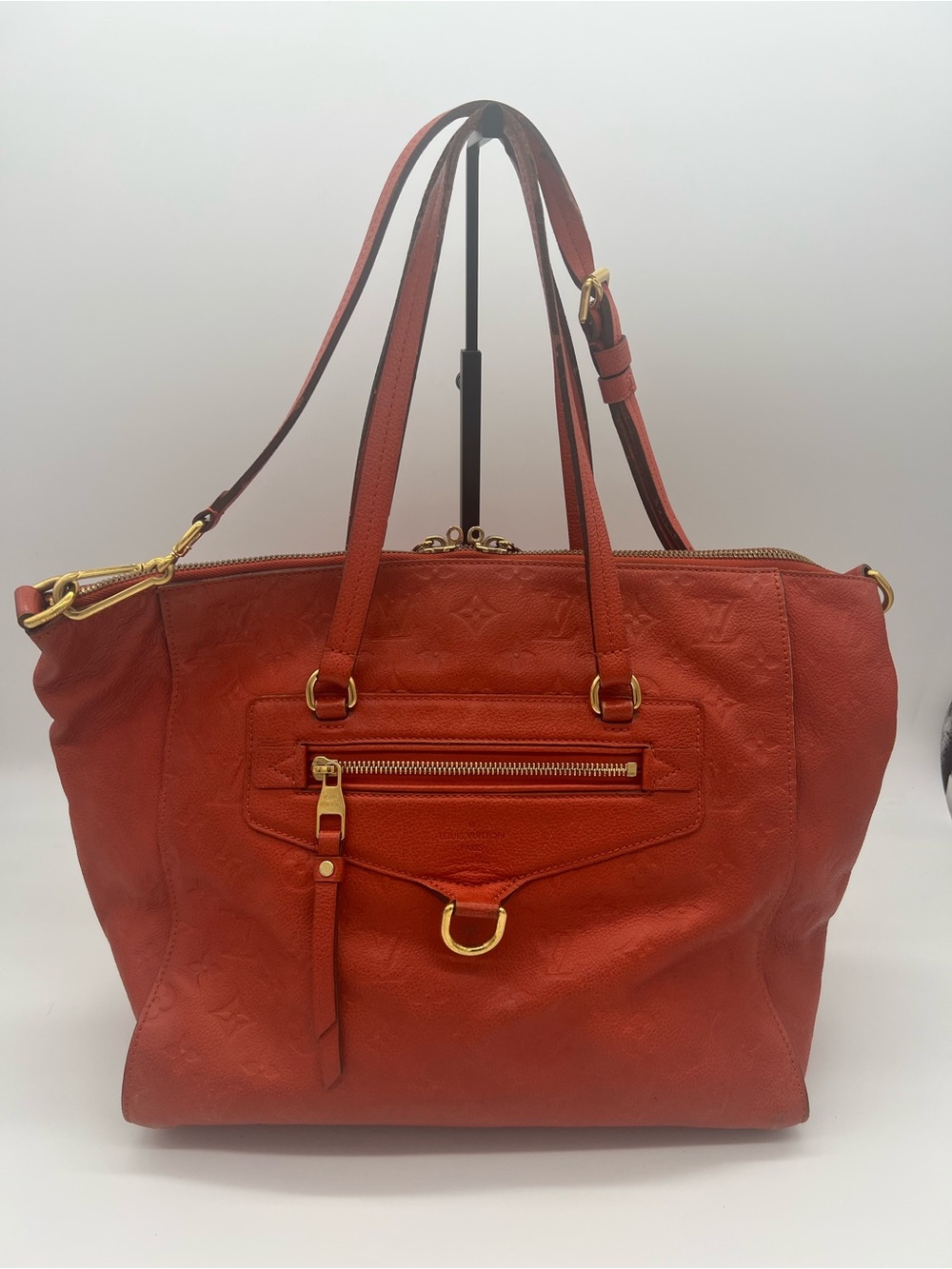 Louis Vuitton Lumineuse Empreinte Cerise Red Tote Bag + COA